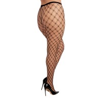 Double Knitted Fence Net Pantyhose - Black