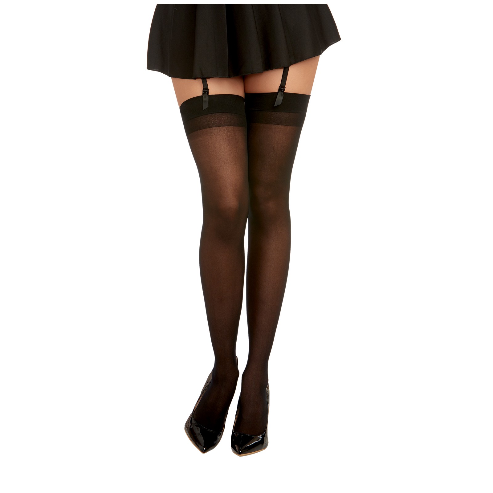 Thigh High Back Seam Black O/S - Elegant Hosiery