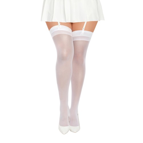 Thigh High Stockings with Back Seam White for Elegant Legs