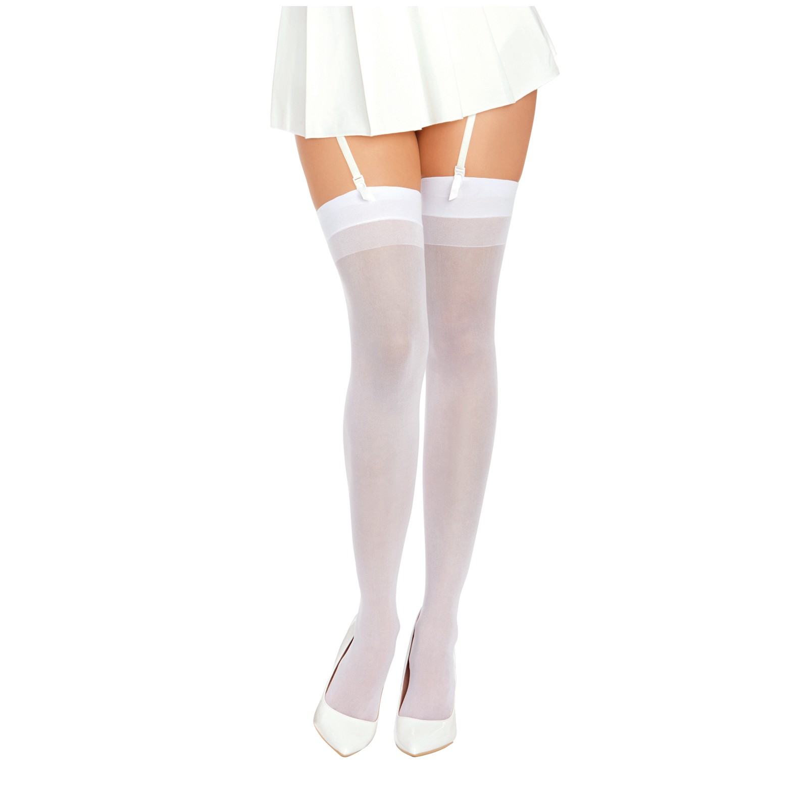 Thigh High Back Seam White O/S