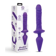 Dildo Doble Placer de 11 Pulgadas y Plug Anal Púrpura