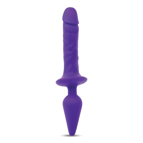 Dildo Doble Placer de 11 Pulgadas y Plug Anal Púrpura