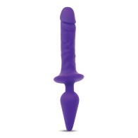 Dildo Doble Placer de 11 Pulgadas y Plug Anal Púrpura