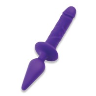 Dildo Doble Placer de 11 Pulgadas y Plug Anal Púrpura