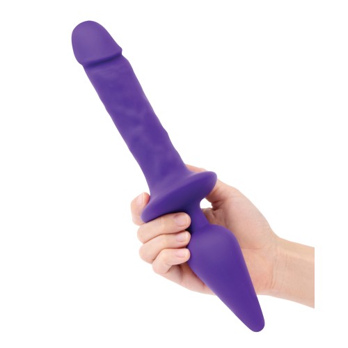 Dildo Doble Placer de 11 Pulgadas y Plug Anal Púrpura