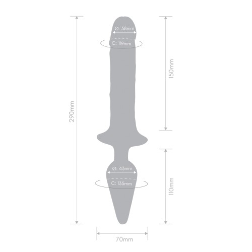 Dildo Doble Placer de 11 Pulgadas y Plug Anal Púrpura