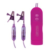 Lux Fetish Vibrating Nipple Clamps Pink Purple