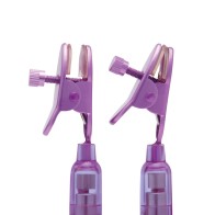 Lux Fetish Vibrating Nipple Clamps Pink Purple