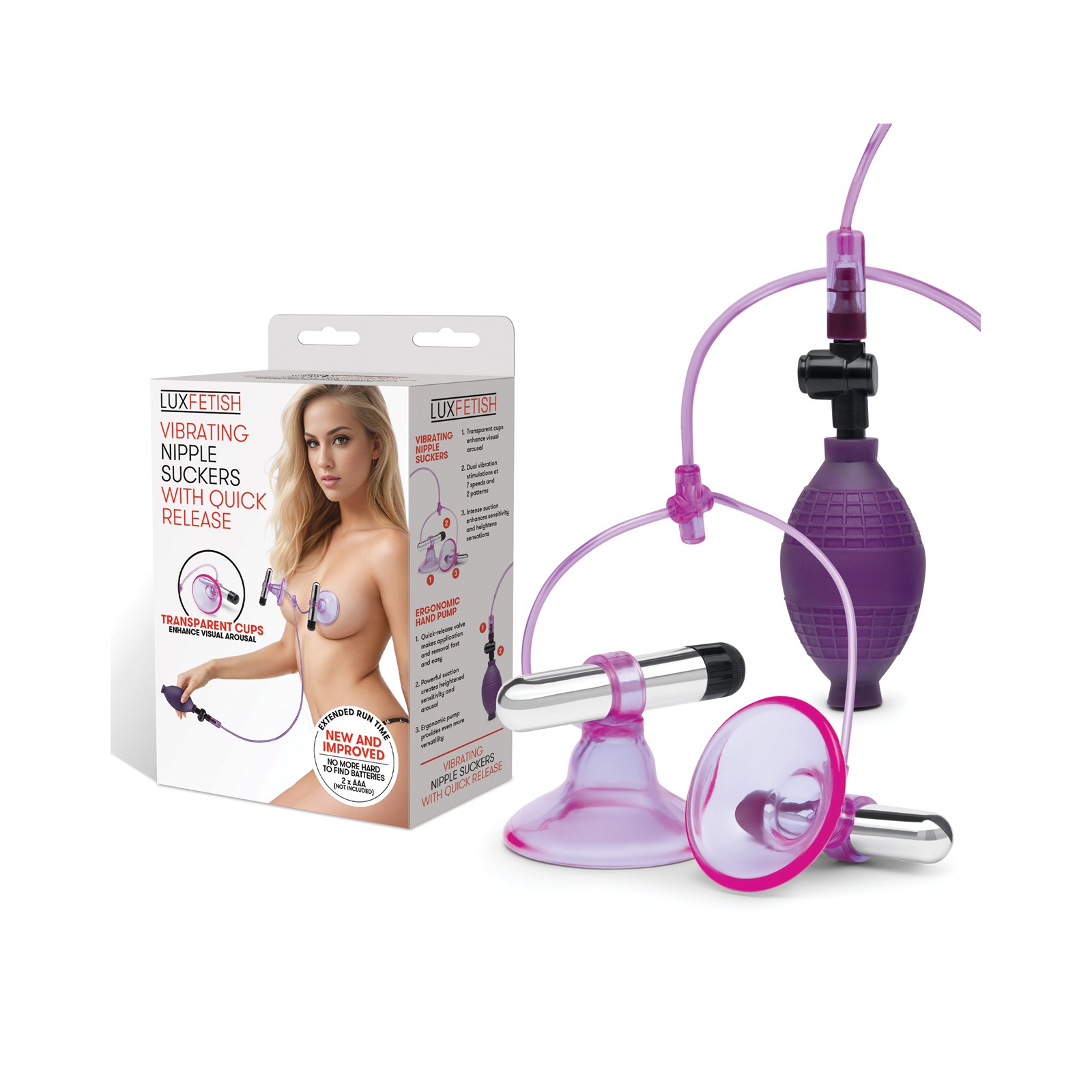 Lux Fetish Vibrating Nipple Suckers with Quick Release