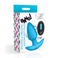 Bang! Rotating & Vibrating Tapered Butt Plug with Remote - Blue