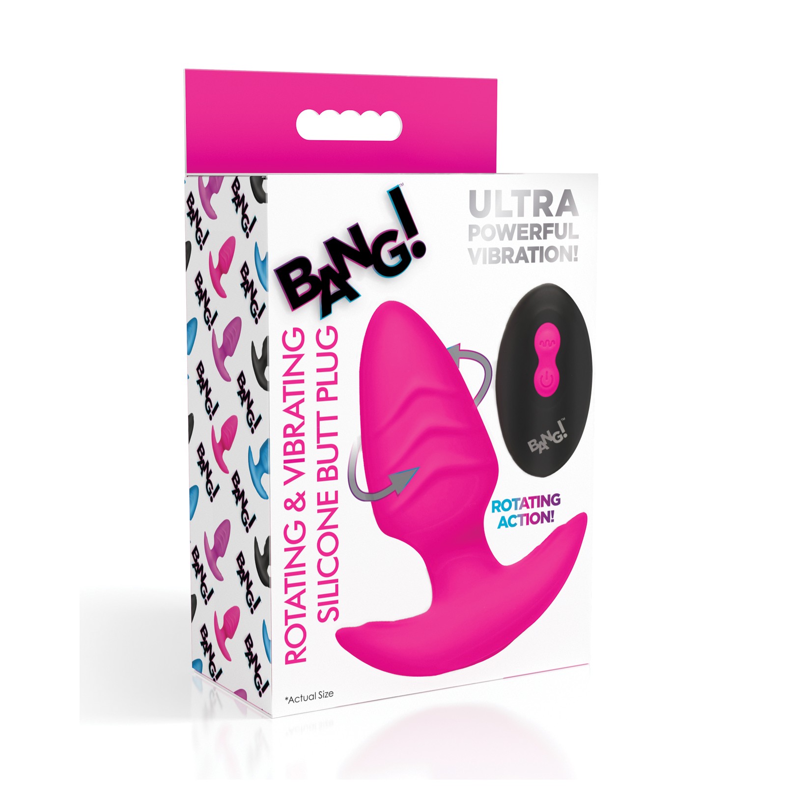 Bang Rotating Vibrating Butt Plug with Remote Pink