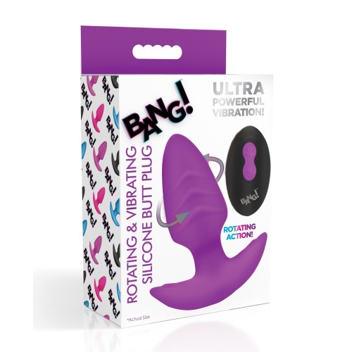 Bang Rotating Vibrating Tapered Butt Plug with Remote Purple