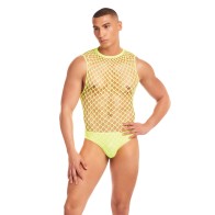 Rainbow Party Large Mesh Unitard Set Yellow L/XL