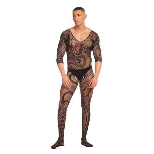 Conjunto de Body Stocking Supernova de Fiesta Arcoíris 2 piezas con Tanga Negro S/M