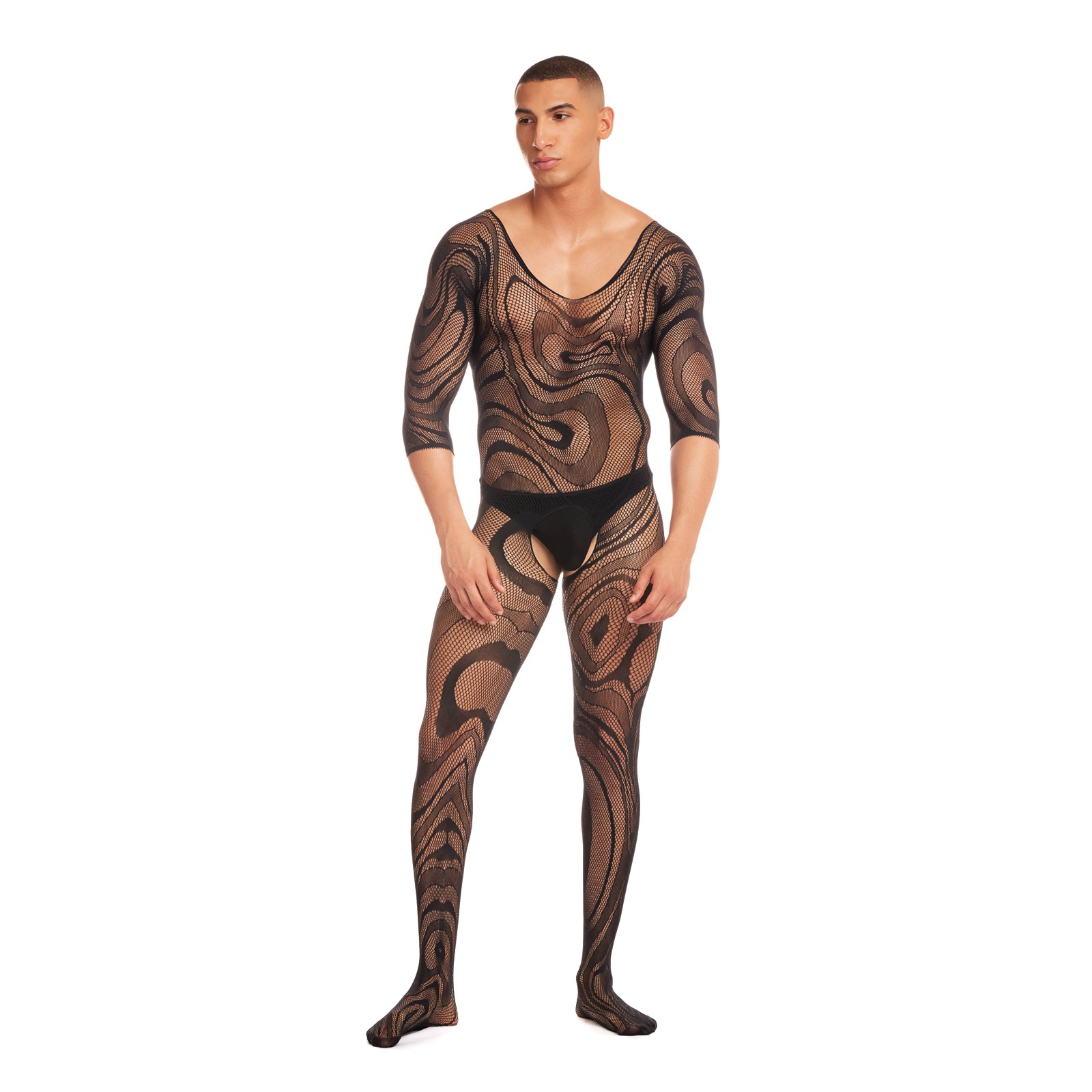 Conjunto de Body Stocking Supernova de Fiesta Arcoíris 2 piezas con Tanga Negro S/M