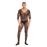 Conjunto de Body Stocking Supernova de Fiesta Arcoíris 2 piezas con Tanga Negro S/M