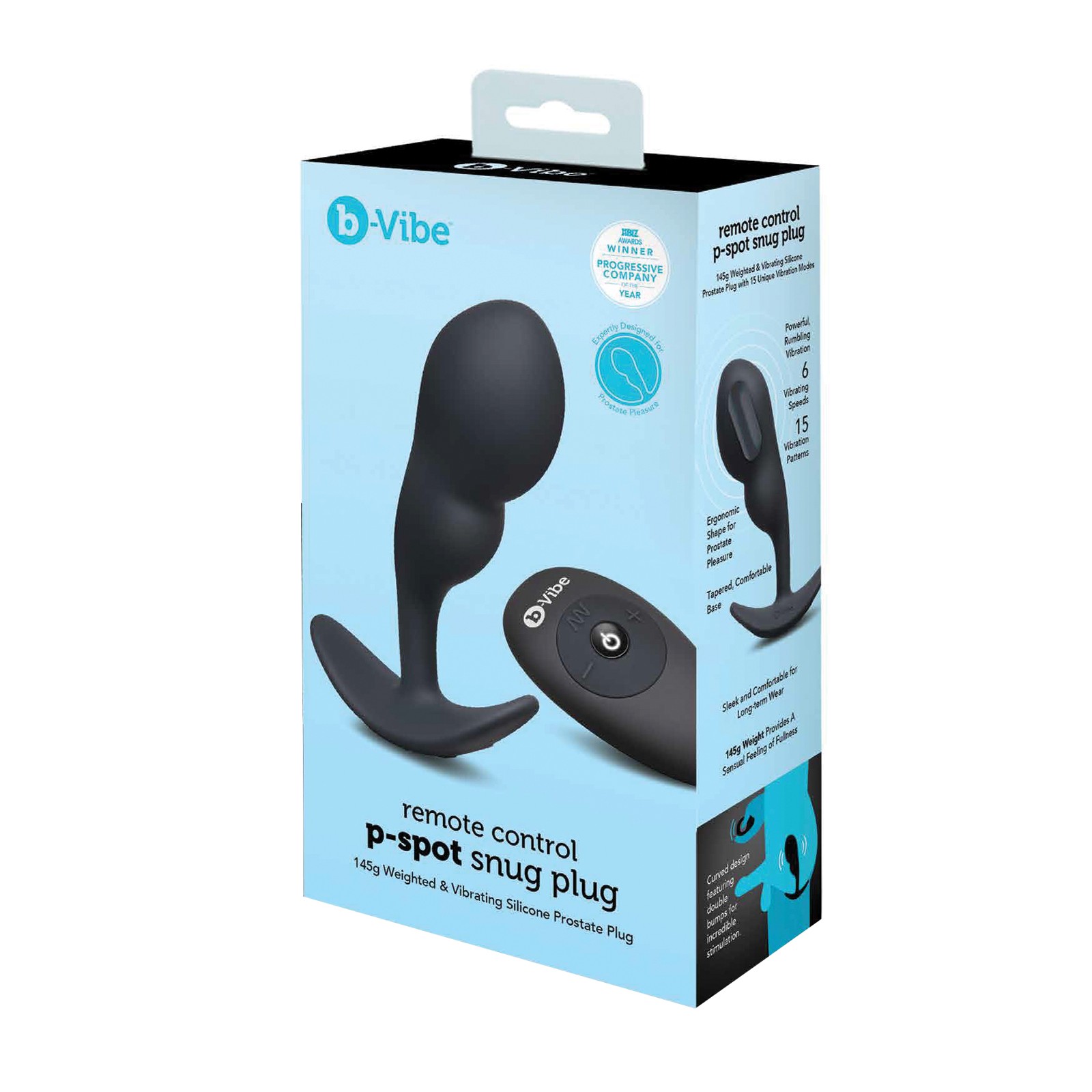 b-Vibe Plug P-Spot Ajustado Control Remoto Negro