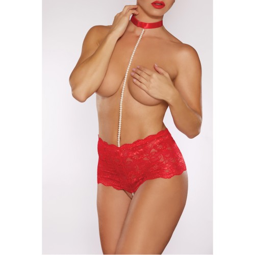 Allure Posh and Spicey Crotchless Panty Red