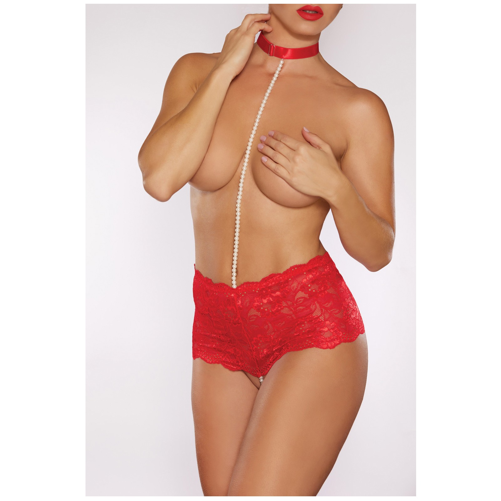 Allure Posh and Spicey Crotchless Panty Red