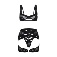 Thalia Mesh Lace Bra Set - Black XL