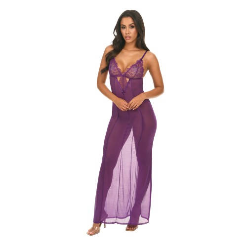 Katana Lace & Mesh Gown - Purple L/XL