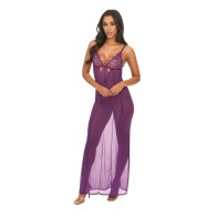 Katana Lace & Mesh Gown - Purple L/XL