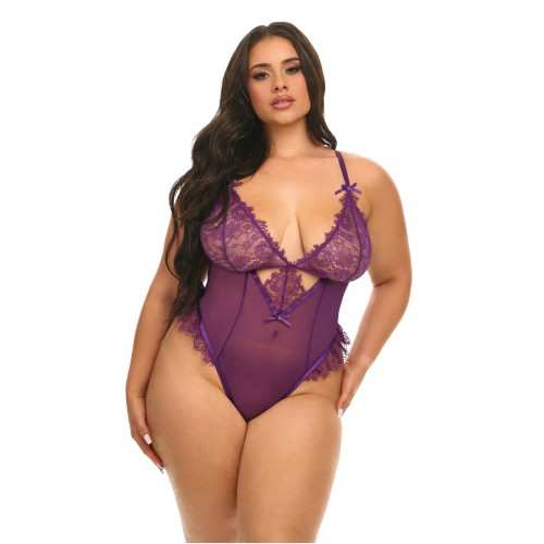 Katana Mesh & Lace Teddy - Purple