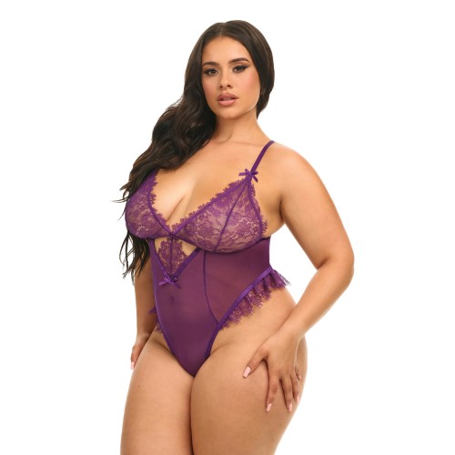 Katana Mesh & Lace Teddy - Purple