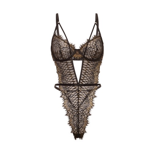 Greta Snake Eyelash Lace Teddy for Enchanting Nights