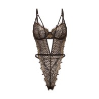 Greta Snake Eyelash Lace Teddy Black Gold S/M