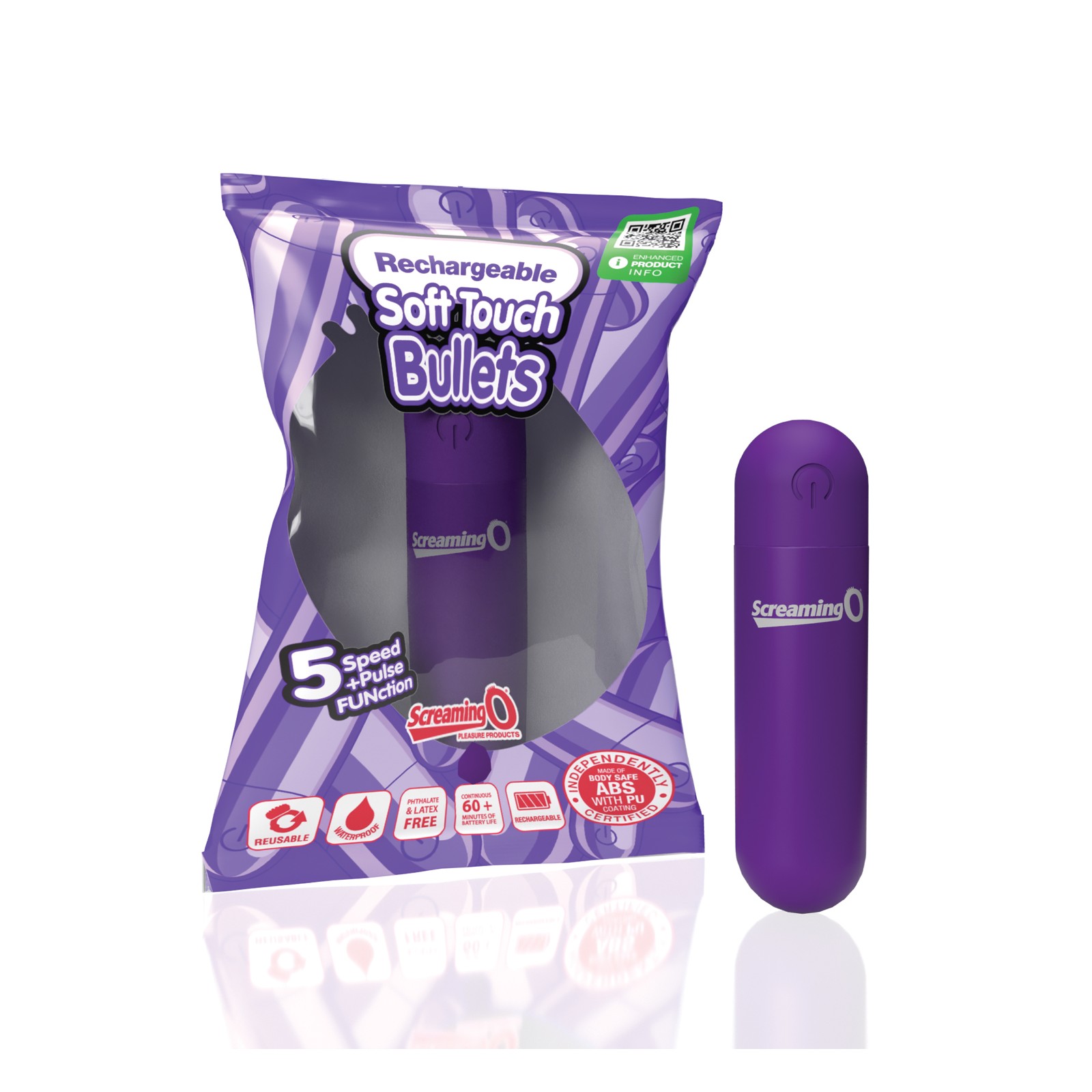 Vibrador Bullet Recargable de Toque Suave Púrpura