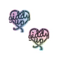 Neva Nude Giddy Up Heart Reflective Pasties