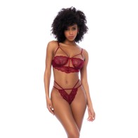 Lace Underwire Bra and Thong Set Rosewood