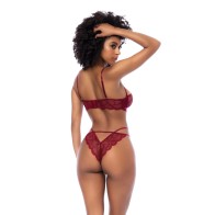 Lace Underwire Bra and Thong Set Rosewood