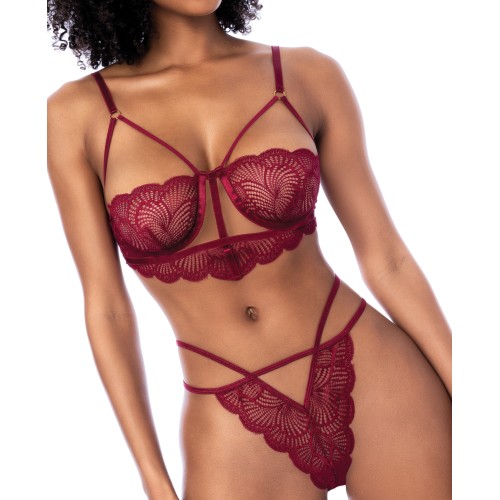 Lace Underwire Bra and Thong Set Rosewood