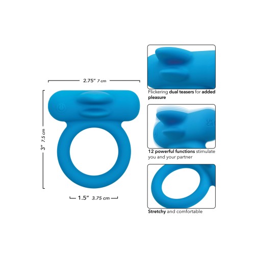 Silicone Rechargeable Double Trouble Enhancer Couples Toy - Blue