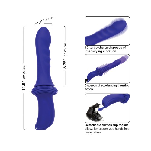 Overdrive Ridged Shaft Remote Control Sex Machine Blue