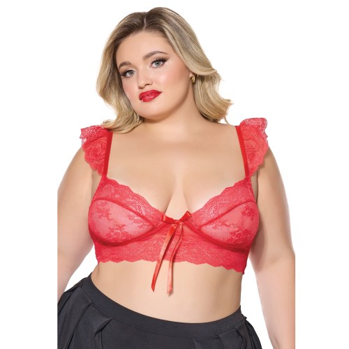 Scallop Stretch Lace Soft Cup Bralette Red QN