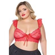 Scallop Stretch Lace Soft Cup Bralette Red QN