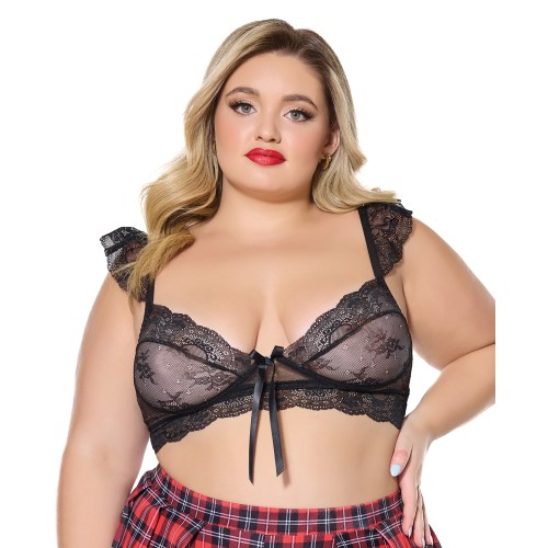 Bralette de Encaje Elástico con Copas Suaves Negro