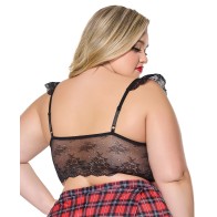 Bralette de Encaje Elástico con Copas Suaves Negro