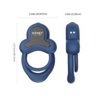 Vibrating Double Cock Ring with Clitoral Stimulator - Blue