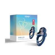 Vibrating Double Cock Ring with Clitoral Stimulator - Blue