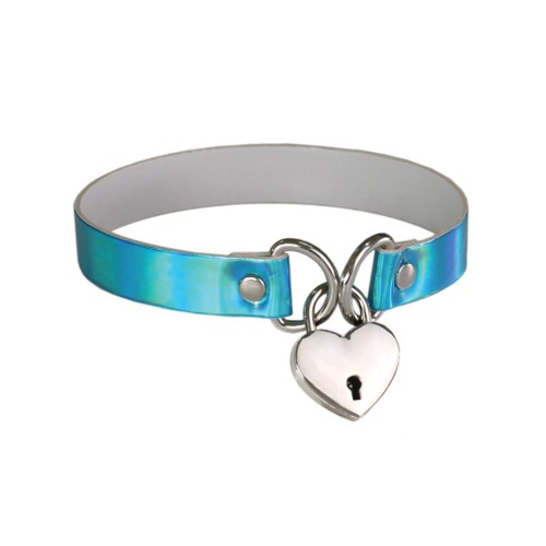 Collar Plesur Holográfico Azul con Corazón