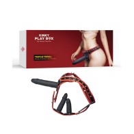 Kinky Play Box Triple Thrill Strap-On Harness Kit - Black/Red