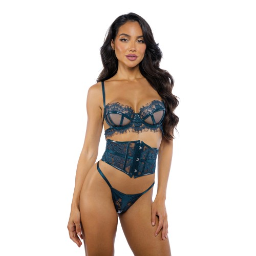 Eden Scalloped Lace and Wet Look Waspie Set for Seduction