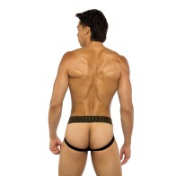 Jockstrap Corazón Sagrado con Bolsa Contorneada Negro