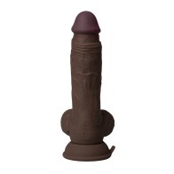 Dong Vibrador de Silicona Líquida Shaft Flexskin 7.5" con Testículos - Caoba