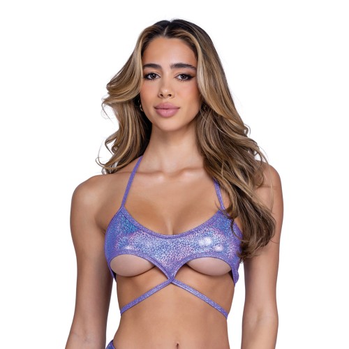 Shimmer Top Underboob Cutout Lavender MD