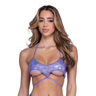 Shimmer Top Underboob Cutout Lavender XL